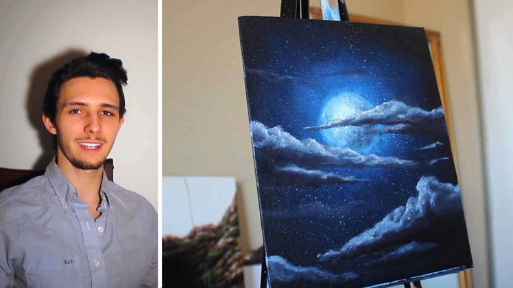 How to paint a Stars, a Moon, and Clouds in a night sky. A basic speed painting tutorial