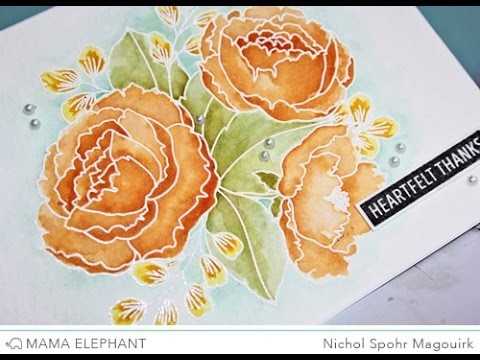 Mama Elephant | Organic Blooms "Thanks" Card