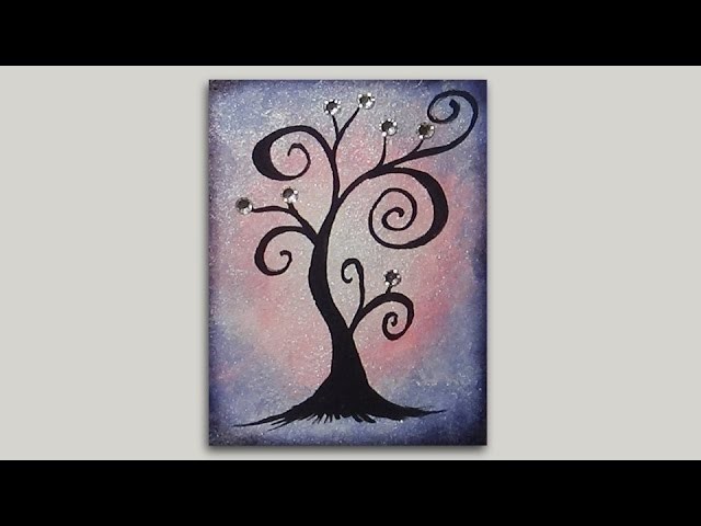 Mini Acrylic Painting - Whimsical Tree Silhouette - #ColorOfTheYearArt