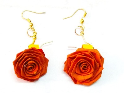 Paper quilling rose earrings
