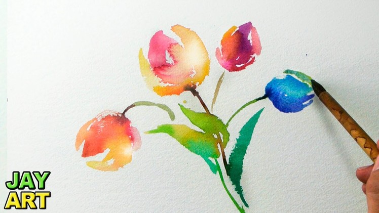 Tulips Watercolor Painting (Fast and Easy)