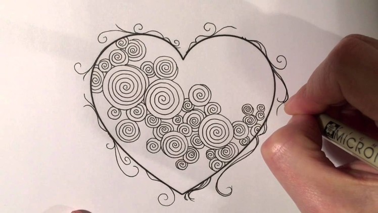 Zentangle Valentine's Heart Series #4 - Spirals with border