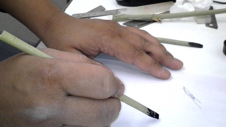 Calligraphy Pen Out of Bamboo With a Reservoir