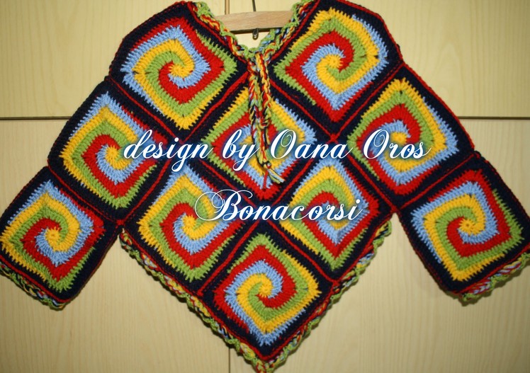 Crochet poncho with squares