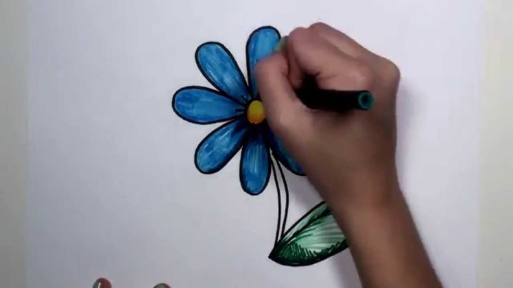 How to Draw Flower Step by Step - Blue Daisy Drawing Lesson MLT