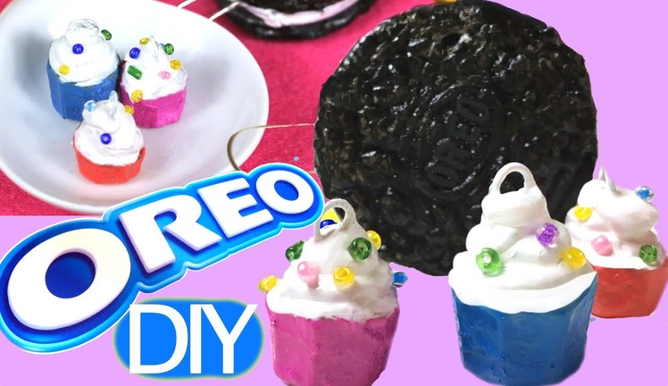 How to make Oreo y cupcakes charms using hot glue and Play Doh