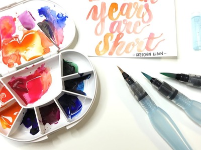 How to use the Pentel Aquash water brush pen for watercolor and brush lettering