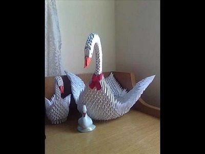 My second 3D Origami Swan Lebada origami