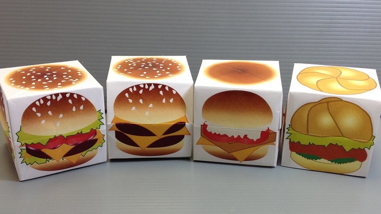 Origami Hamburgers Cube - Print Your Own
