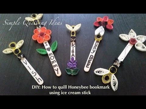 Art and craft: DIY Quilling Honeybee bookmark using icecream stick