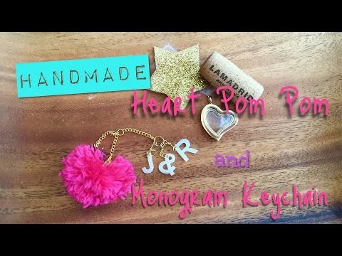 Easy Valentines Day Craft: DIY Heart Pom Pom and Monogram Key Chain