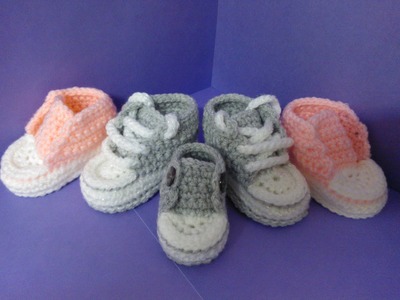 How to crochet My easy new born baby converse style slippers p5 with a little more crochet history