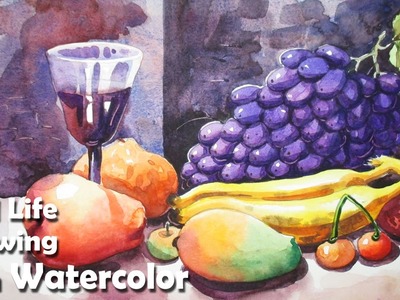 How to Draw A Still Life : Fruits in Watercolor | Step by step