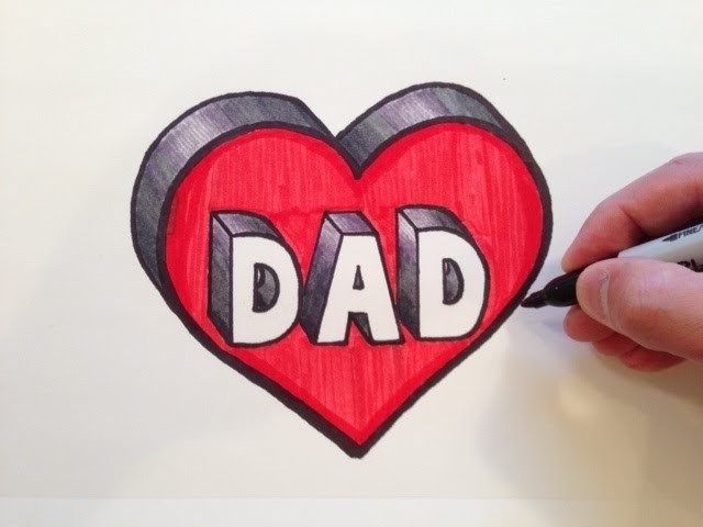 how-to-draw-dad-in-a-heart-3d