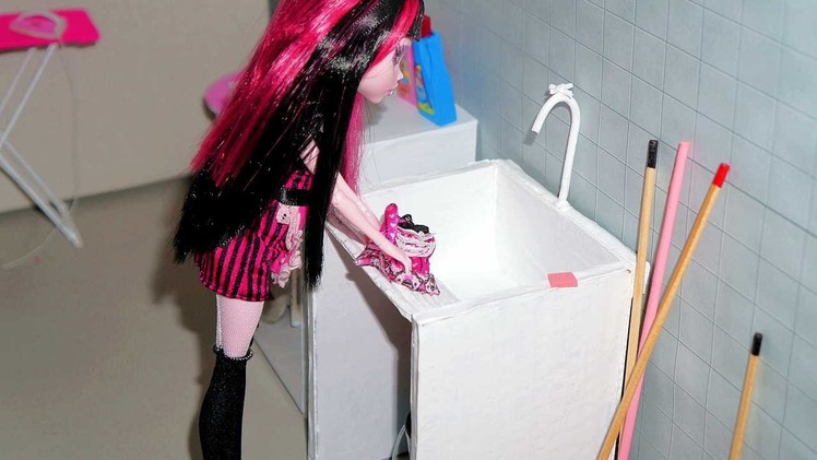How to make laundry sink for doll (Monster High, EAH, Barbie, etc)