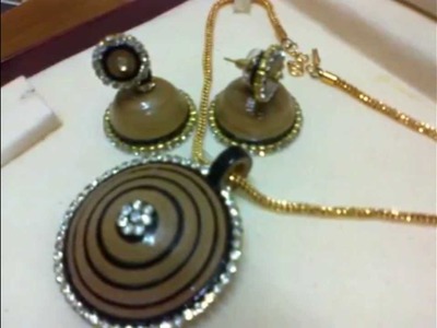 Paper Quilling Jhumka With Matching Pendant