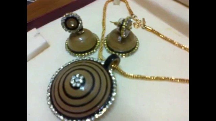 Paper Quilling Jhumka With Matching Pendant