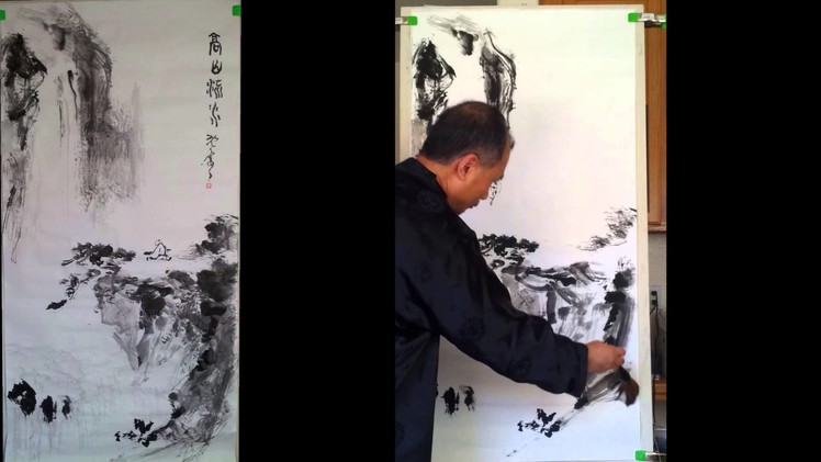 Chinese Landscape Painting Practice on a Whole Sheet Triple Xuan Rice Paper 27"x57"