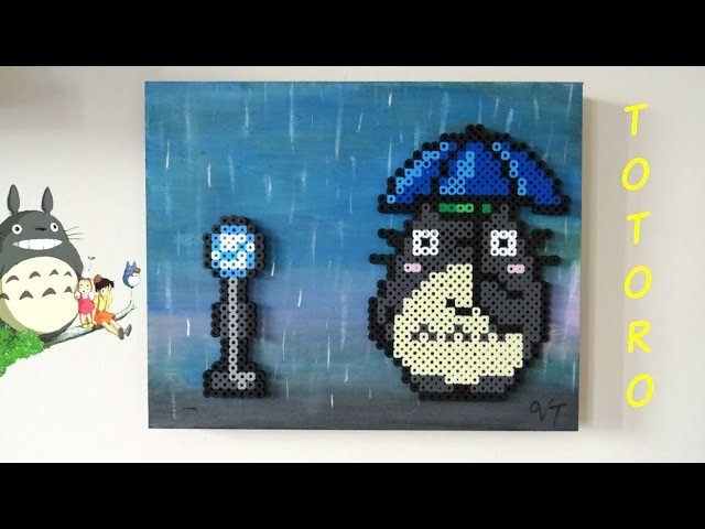 DIY Totoro Bus Stop Scene Perler Bead Panel Art