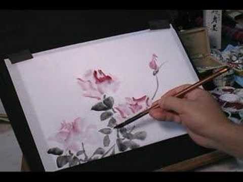 How to draw roses wet-into-wet on rice paper