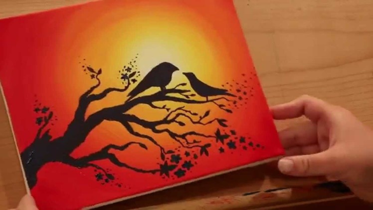 How to Paint LOVEBIRDS in a SUNSET  - STEP by STEP