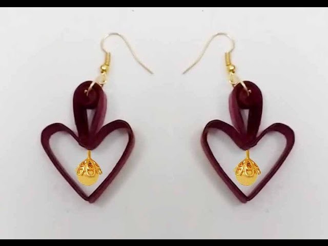 Quilling earrings | Heart shape Quilling earrings making tutorials