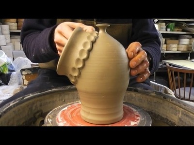 Throwing. Making a Pottery Salt Pot on the wheel