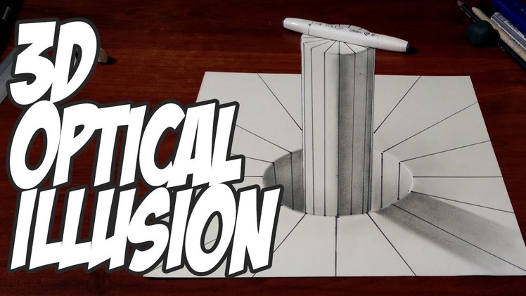 3D Cylinder with Lines - Optical Illusion
