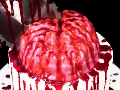 Bloody Jello Brain Cake (Zombie Cake) for Halloween