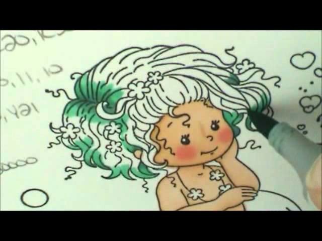 Coloring Blue Green Hair & Bubbles with Copic Markers