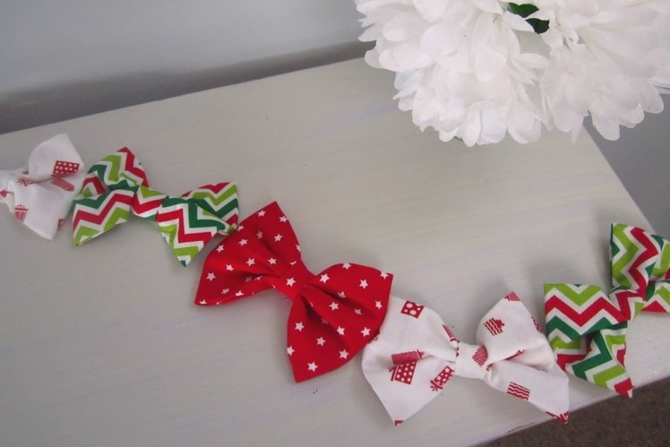 {DIY Christmas}❄Step by Step Sewing - Fabric Bow Garland