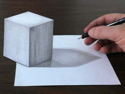 Drawing a 3D Anamorphic Cube - Easy Trick Art Optical Illusion