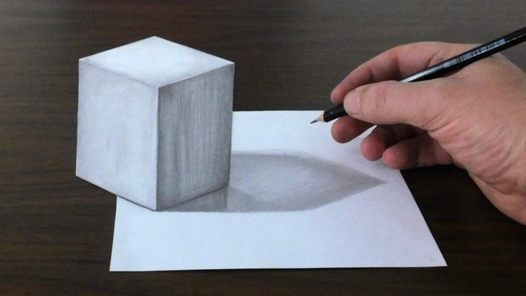 Drawing a 3D Anamorphic Cube - Easy Trick Art Optical Illusion