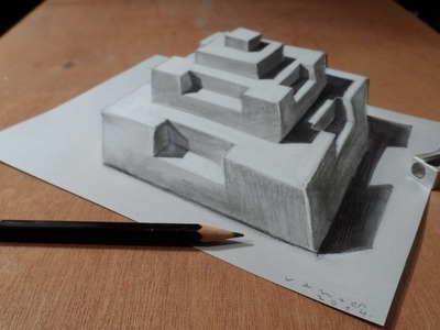 Drawing a 3D Pyramid, Trick Art Optical Illusion