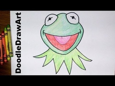 Drawing: How To Draw Kermit the Frog's Face - Muppets - Step by Step drawing tutorial