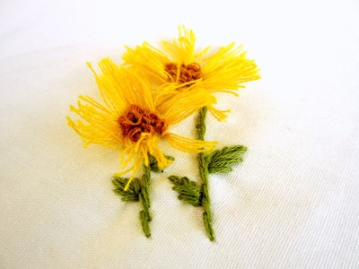 Hand Embroidery : 3D Sun flower