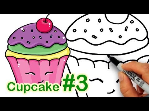 How to Draw a Happy, Cute Cupcake #3