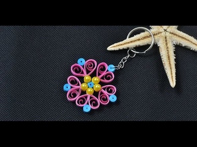 How to Make a Pink Quilling Paper Flower Keychain
