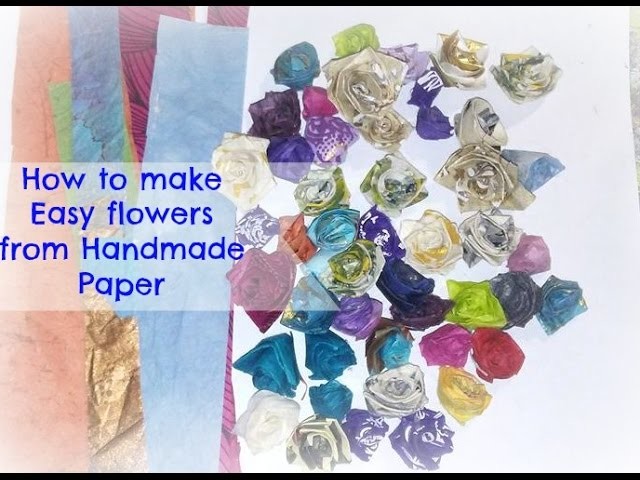 How to make easy SMALL PAPER ROSES from handmade paper. DIY Paper roses. Tutorial