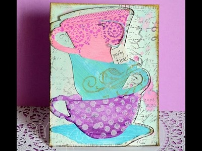 Invitation made with Tim Holtz teacup dies (inspired by Ever After High)