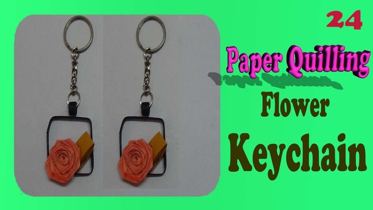 Paper quilling flower keychain