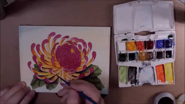 Watercolor Chrysanthemum Painting