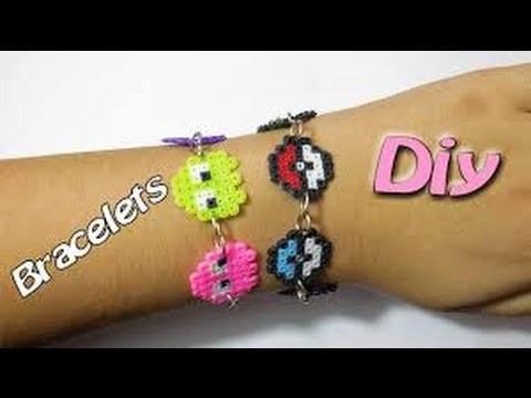 NEW 2016 Diy Hama Beads Braccialetti Pokeball,Pac Manc Perler Bead Bracelets