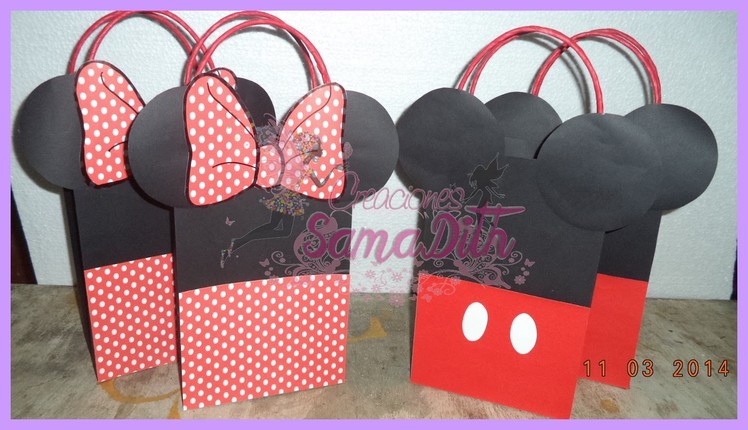 Como hacer Bolsa Sorpresa Mickey y Minnie Cartulina - Bag Cardboard DIY