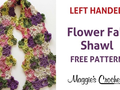 Flower Fall Shawl Free Crochet Pattern - Left Handed