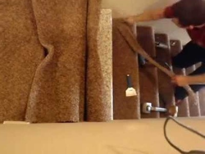 DIY carpet install on stairs, waterfall style