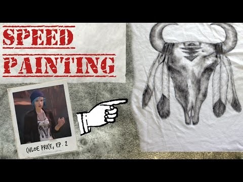 DIY Tribal Skull & Feathers Painted Shirt [SPEED PAINTING] ~ Life is Strange Inspired