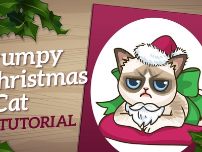 Grumpy Cat Art Tutorial - How to Draw Christmas Card Art