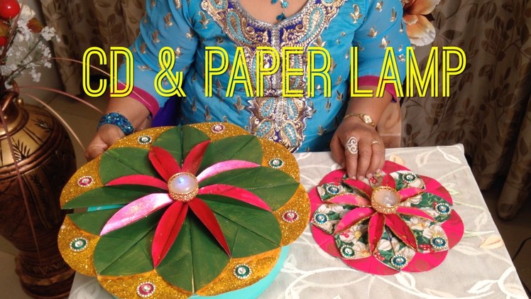 How to Make CD & Paper Rangoli Lamp | Diwali Special