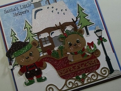 2014 #13 Teddy Bear Christmas Scene Cards Santa's Little Helper